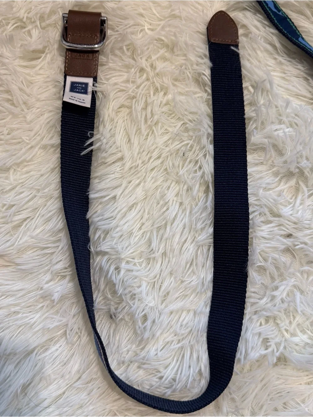 Janie and Jack Navy Whale Motif & Striped Webbing Belts